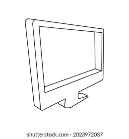 The outline of a large monoblock symbol is made with black lines. 3D view of the object in perspective. Vector illustration on white background