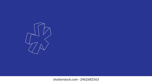 The outline of a large multiply symbol made of white lines on the left. 3D view of the object in perspective. Vector illustration on indigo background
