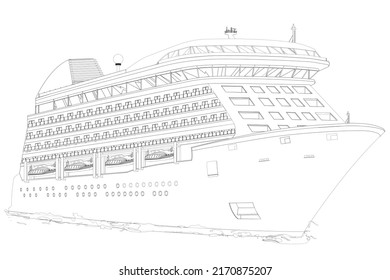 Esbozo de un gran buque de pasajeros, eps 10, ilustración vectorial aislada en un fondo blanco, utilizada para logotipos y siluetas