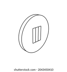 The outline of a large pause symbol is made with black lines. 3D view of the object in perspective. Vector illustration on white background
