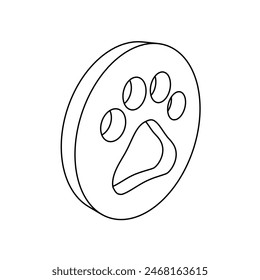 The outline of a large pet symbol is made with black lines. 3D view of the object in perspective. Vector illustration on white background