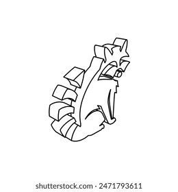The outline of a large raccoon symbol is made with black lines. 3D view of the object in perspective. Vector illustration on white background