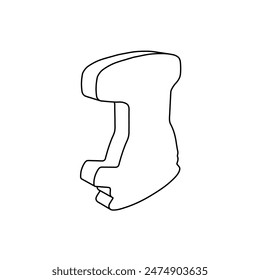 The outline of a large sanding machine symbol is made with black lines. 3D view of the object in perspective. Vector illustration on white background