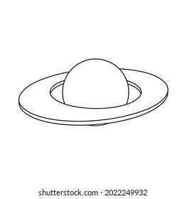 The outline of a large saturn symbol is made with black lines. 3D view of the object in perspective. Vector illustration on white background