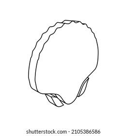The outline of a large sea shell symbol is made with black lines. 3D view of the object in perspective. Vector illustration on white background