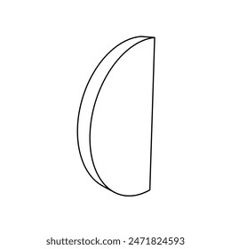 El contorno de un Grande semicírculo está hecho con líneas negras. Vista 3D del objeto en perspectiva. Ilustración vectorial sobre fondo blanco