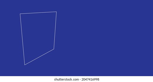 El contorno de una gran hoja de líneas blancas a la izquierda. Vista 3D del objeto en perspectiva. Ilustración vectorial en el fondo índigo