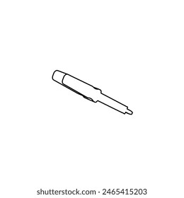 The outline of a large soldering iron symbol is made with black lines. 3D view of the object in perspective. Vector illustration on white background