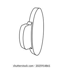 The outline of a large speaker symbol is made with black lines. 3D view of the object in perspective. Vector illustration on white background