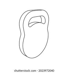 The outline of a large sports weight symbol is made with black lines. 3D view of the object in perspective. Vector illustration on white background
