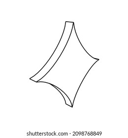 El contorno de un símbolo de estrella grande se hace con líneas negras. Vista 3D del objeto en perspectiva. Ilustración del vector sobre fondo blanco