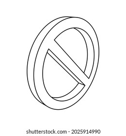 The outline of a large stop symbol is made with black lines. 3D view of the object in perspective. Vector illustration on white background