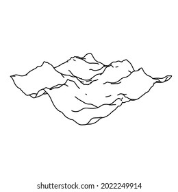 The outline of a large terrain is made with black lines. 3D view of the object in perspective. Vector illustration on white background