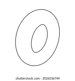 The outline of a large torus is made with black lines. 3D view of the object in perspective. Vector illustration on white background