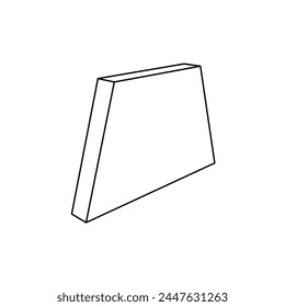 The outline of a large trapezoid symbol is made with black lines. 3D view of the object in perspective. Vector illustration on white background