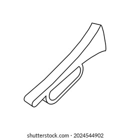 The outline of a large trumpet symbol is made with black lines. 3D view of the object in perspective. Vector illustration on white background