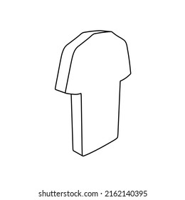 The outline of a large t-shirt symbol is made with black lines. 3D view of the object in perspective. Vector illustration on white background