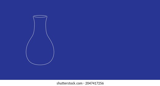 The outline of a large vase made of white lines on the left. 3D view of the object in perspective. Vector illustration on indigo background