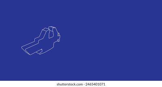 The outline of a large vise symbol made of white lines on the left. 3D view of the object in perspective. Vector illustration on indigo background