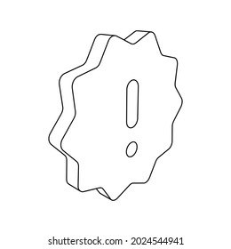 The outline of a large warning symbol is made with black lines. 3D view of the object in perspective. Vector illustration on white background