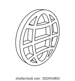 The outline of a large web symbol is made with black lines. 3D view of the object in perspective. Vector illustration on white background