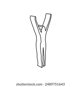 The outline of a large woman stretches symbol is made with black lines. 3D view of the object in perspective. Vector illustration on white background