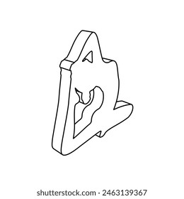 The outline of a large yoga stretching pose symbol is made with black lines. 3D view of the object in perspective. Vector illustration on white background