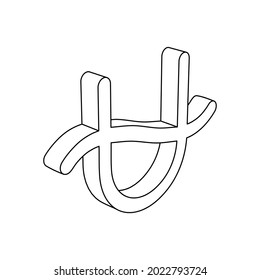 The outline of a large zodiac ophiuchus symbol is made with black lines. 3D view of the object in perspective. Vector illustration on white background