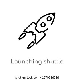 outline launching shuttle vector icon. isolated black simple line element illustration from astronomy concept. editable vector stroke launching shuttle icon on white background