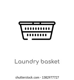 outline laundry basket vector icon. isolated black simple line element illustration from hygiene concept. editable vector stroke laundry basket icon on white background