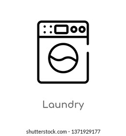 outline laundry vector icon. isolated black simple line element illustration from cleaning concept. editable vector stroke laundry icon on white background