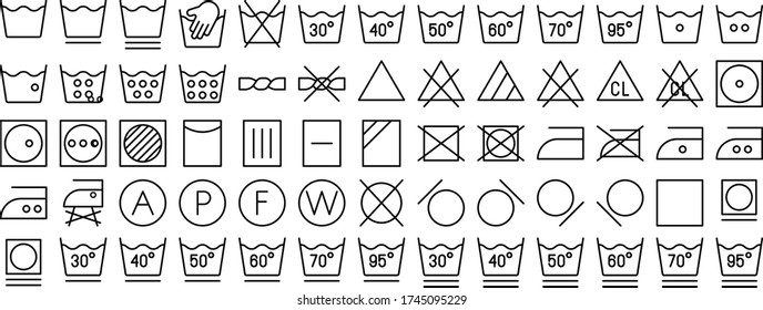 outline laundry vector icon set