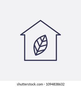 Outline leaf house icon illustration,vector natural sign symbol