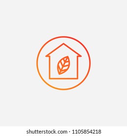 Outline leaf house icon,gradient illustration,vector natural sign symbol
