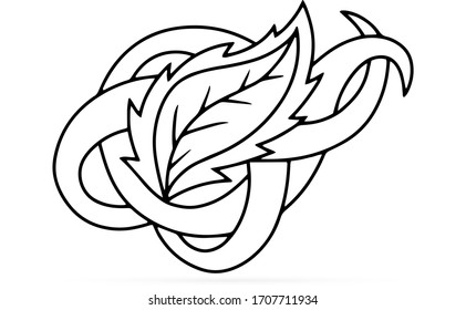 Icono de hoja de esquema aislado en blanco. Logo ecológico. Línea de dibujo a mano. Hojas. Esbozar ilustración de material vectorial