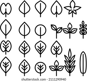 outline leaf icon set vectot