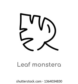 outline leaf monstera vector icon. isolated black simple line element illustration from nature concept. editable vector stroke leaf monstera icon on white background