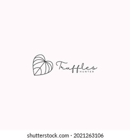 outline leaf truffle logo design template. truffle leaf icon logo vector design illustration. modern truffle logo design business with simple, outline and unique styles.