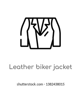 outline leather biker jacket vector icon. isolated black simple line element illustration from clothes concept. editable vector stroke leather biker jacket icon on white background