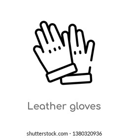 outline leather gloves vector icon. isolated black simple line element illustration from clothes concept. editable vector stroke leather gloves icon on white background