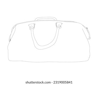 Outline Leather handbags. Luxury modern hand bag with handle, clutch and accessory vector illustration. Cosmetic case bag, Travel toiletry portable bag with handle, small zip bag vector template.