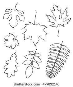 Outline leaves. Icon set