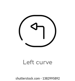 outline left curve vector icon. isolated black simple line element illustration from user interface concept. editable vector stroke left curve icon on white background