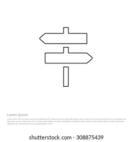Outline Left right Road Direction board Icon, Vector Illustration, Flat pictogram icon