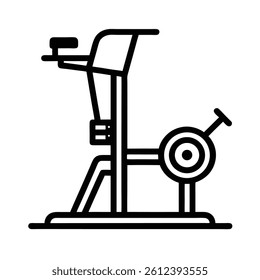 Outline of Leg curl machine on white background