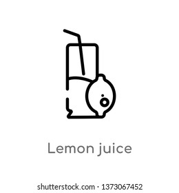 outline lemon juice vector icon. isolated black simple line element illustration from drinks concept. editable vector stroke lemon juice icon on white background
