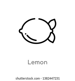 outline lemon vector icon. isolated black simple line element illustration from fruits concept. editable vector stroke lemon icon on white background
