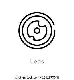 outline lens vector icon. isolated black simple line element illustration from hygiene concept. editable vector stroke lens icon on white background