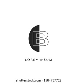 Outline  Letter B Overlaping Half Ellipse Polygon Geometric logo. Monogram Half Ellipse Polygon Geometric with  outline letter logo icon vector design concept.