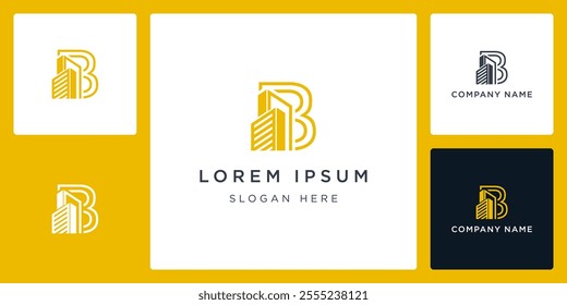 Outline letter B real estate logo and icon